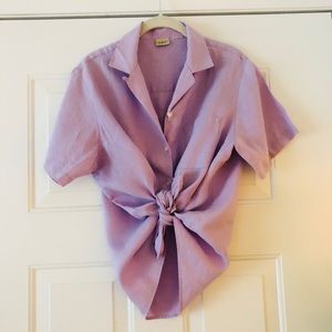 LILAC LINNEN BOTTON DOWN SHIRT SLEEVE SHIRT L